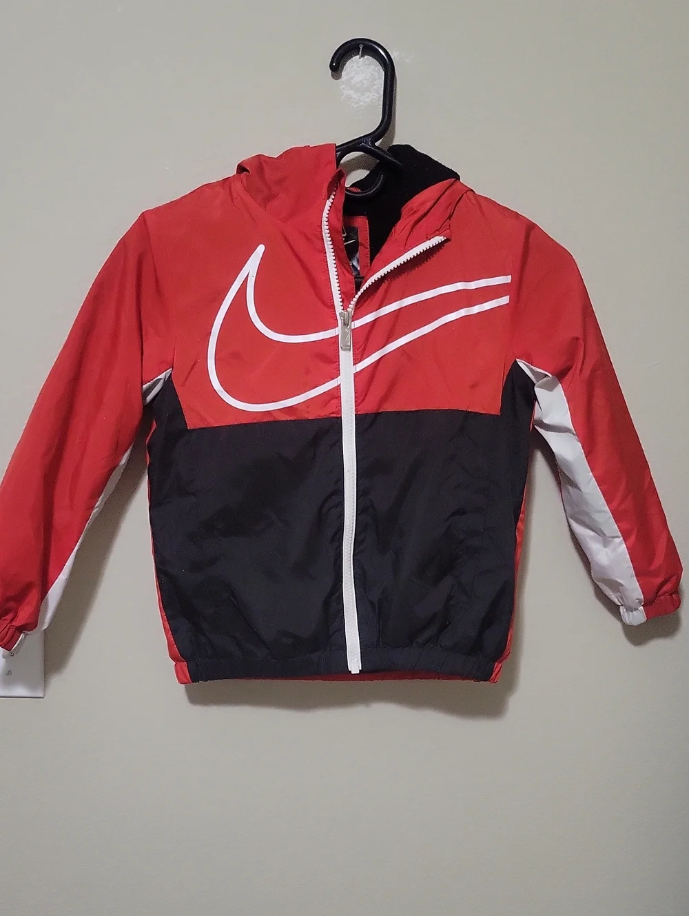 Nike Red, Black & White Kids Hooded Windbreaker